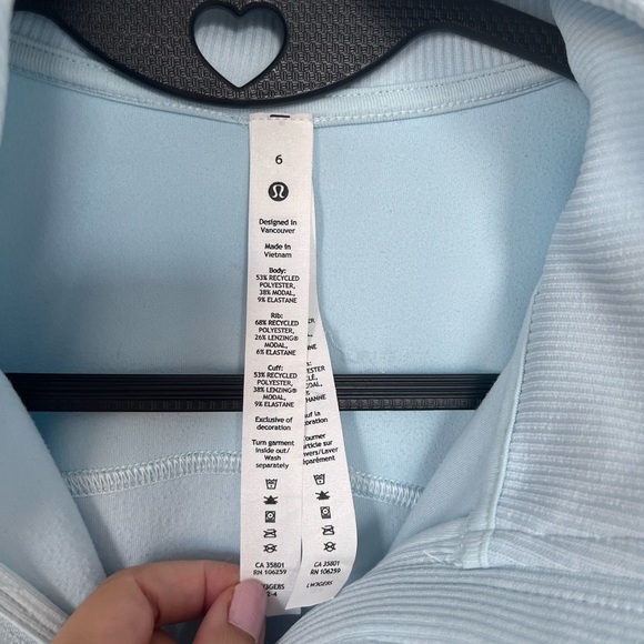 Lululemon brushed softstreme ribbed half zip powder blue size 6 - Picture 5 of 7